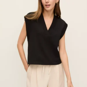 Scuba V Neck Sleeveless Top with Relaxed Fit