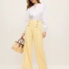 Wide Leg Sailor Pants with High Rise and Side Zip Closure