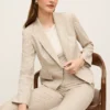Single Button Fitted Blazer with Notched Lapels and Flap Pockets