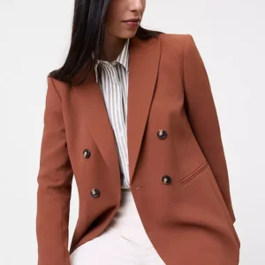 Alternative view of Double Breasted Crepe Blazer with Peak Lapels and Besom Pockets