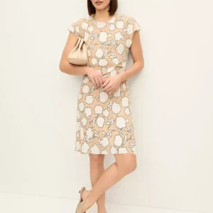 Floral Knee Length Dress with Twist Waist and Flutter Sleeves