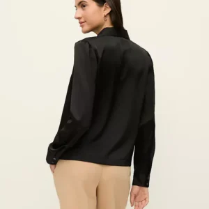 Alternative view of Satin Blouse with Notched Collar and Button Front