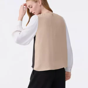 Alternative view of Colorblock Blouse with Crew Neck and Long Blouson Sleeves