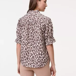 Alternative view of Animal Print Shirt with Ruffle Collar and Puff Sleeves