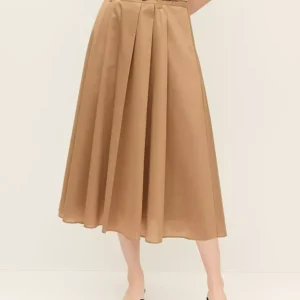 Alternative view of Pleated Midi Skirt with Adjustable Belt and Side Zip Closure